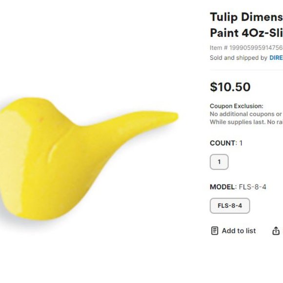 Tulip Dimensional Fabric Paint 4 oz SLICK 3 Pack Yellow, Leaf Green & Pink - Picture 10 of 11